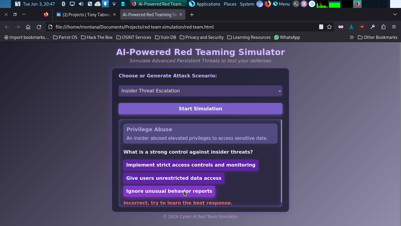 Red Teaming Simulator Screenshot